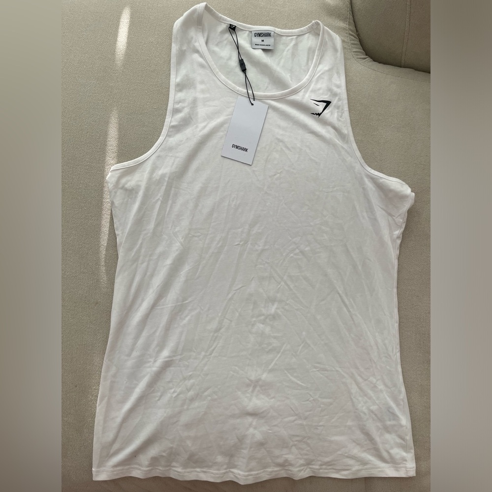 MENS GYMSHARK TANK WHITE MEDIUM